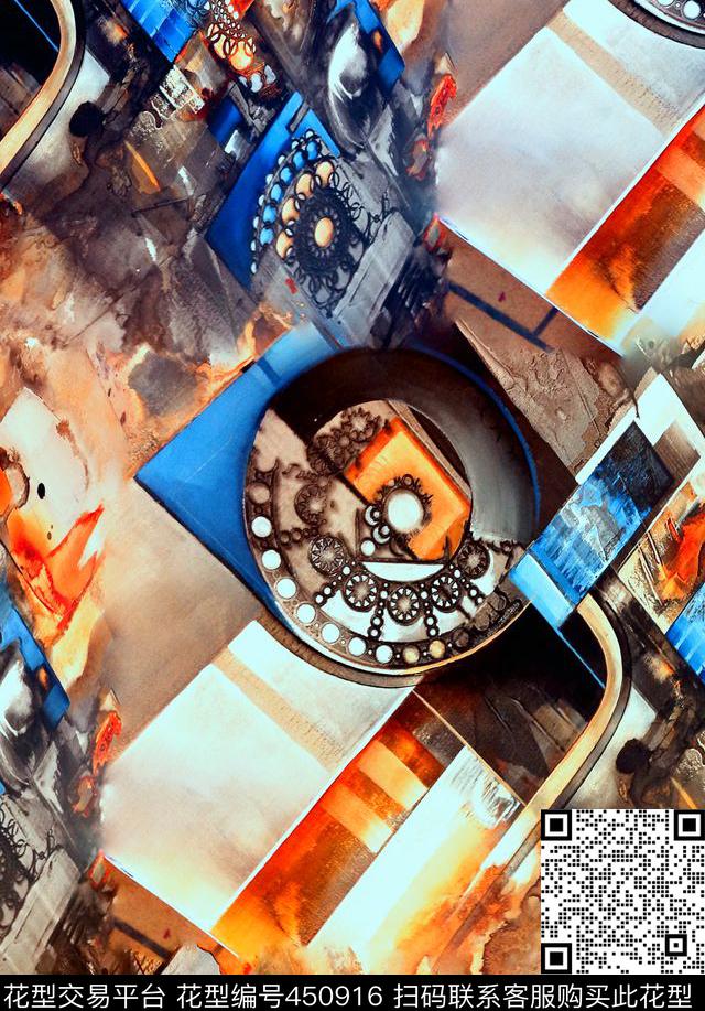 抽象华丽都市数码印花华亿平台下载（图片编号: 450916） - 瓦栏（Walan）