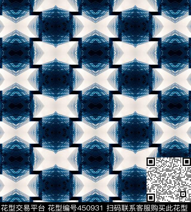 格子花卉几何数码印花华亿平台下载（图片编号: 450931） - 瓦栏（Walan）