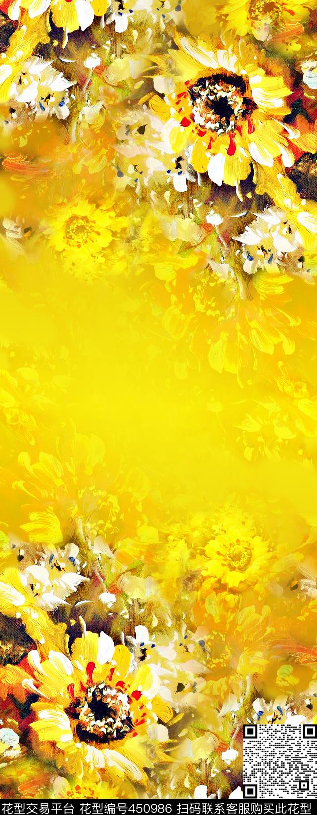 长巾花卉系列数码印花华亿平台下载（图片编号: 450986） - 瓦栏（Walan）