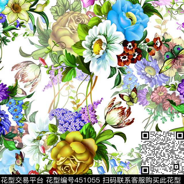 花卉玫瑰时尚数码印花华亿平台下载（图片编号: 451055） - 瓦栏（Walan）