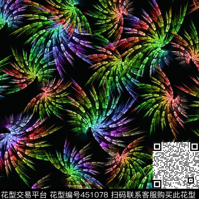 绚丽羽毛抽象幻彩数码印花华亿平台下载（图片编号: 451078） - 瓦栏（Walan）