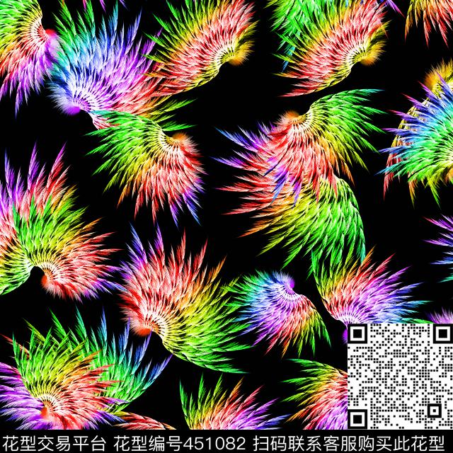 绚丽羽毛幻彩抽象数码印花华亿平台下载（图片编号: 451082） - 瓦栏（Walan）