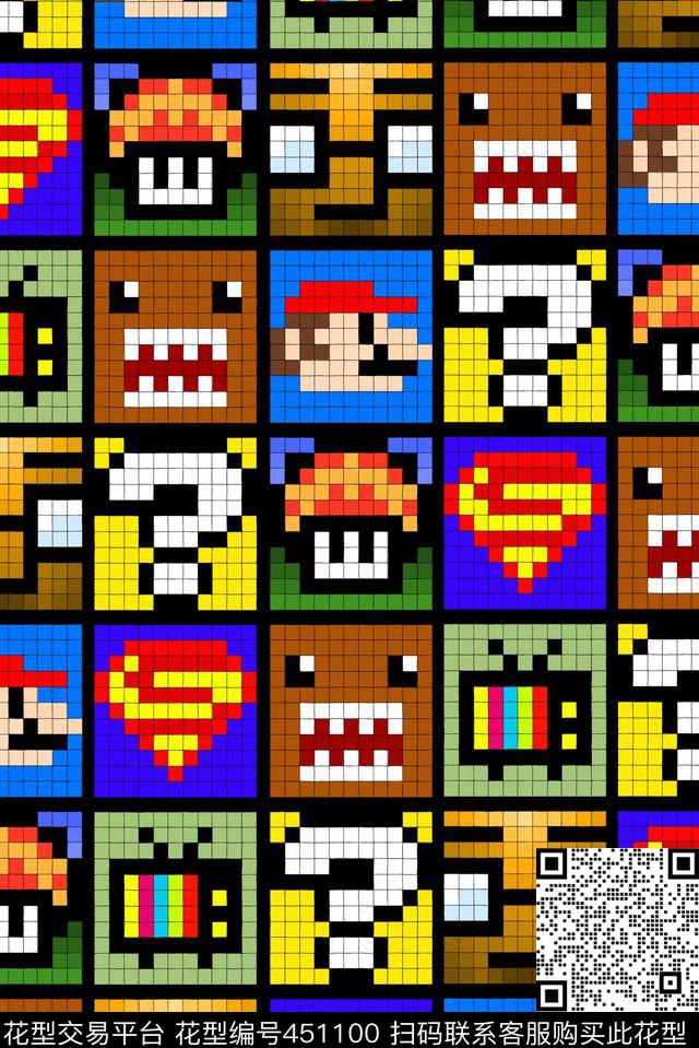 卡通彩色马赛克童年图案童趣传统印花华亿平台下载（图片编号: 451100） - 瓦栏（Walan）
