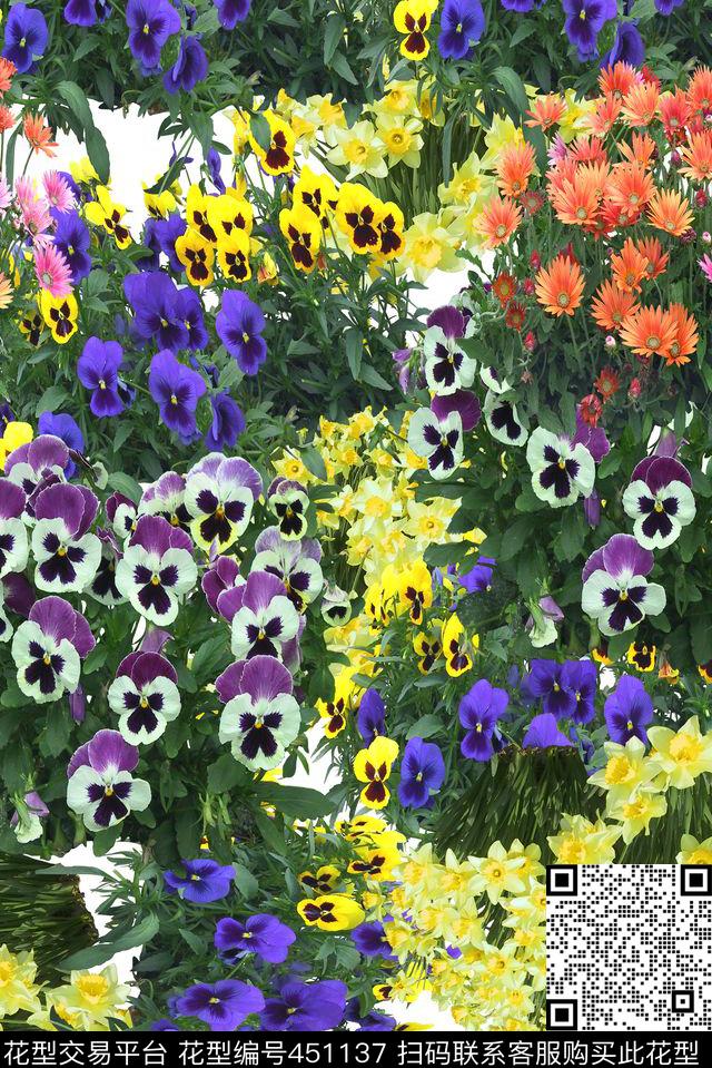 时尚花海简单数码印花华亿平台下载（图片编号: 451137） - 瓦栏（Walan）