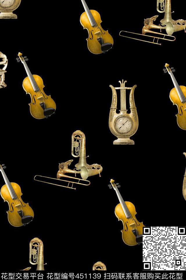 乐器金属时尚数码印花华亿平台下载（图片编号: 451139） - 瓦栏（Walan）