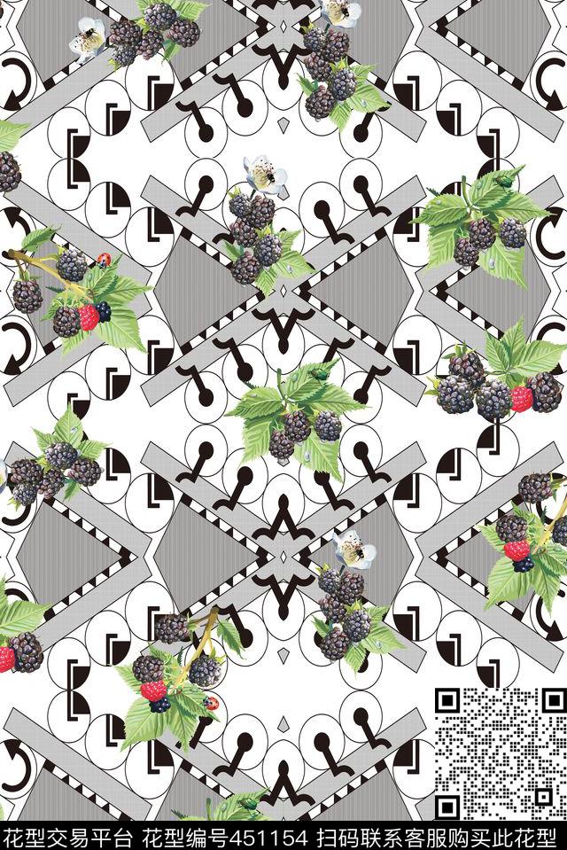 几何背景水果浆果数码印花华亿平台下载（图片编号: 451154） - 瓦栏（Walan）