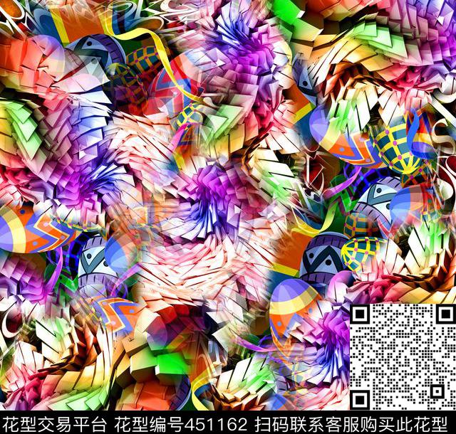 抽象科技字母数码印花华亿平台下载（图片编号: 451162） - 瓦栏（Walan）