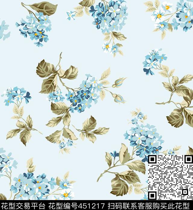 传统印花花卉叶子花卉传统印花华亿平台下载（图片编号: 451217） - 瓦栏（Walan）