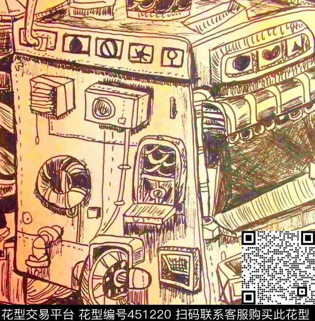 趣味涂鸦手绘印花华亿平台下载（图片编号: 451220） - 瓦栏（Walan）