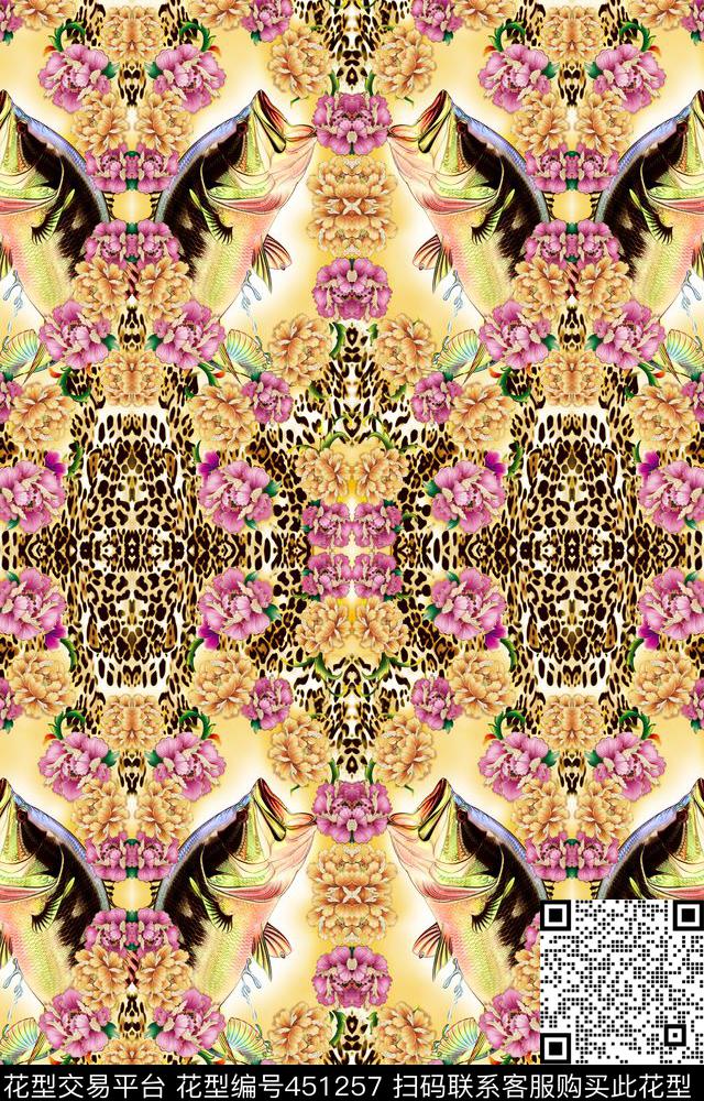 和风国画动物纹数码印花华亿平台下载（图片编号: 451257） - 瓦栏（Walan）