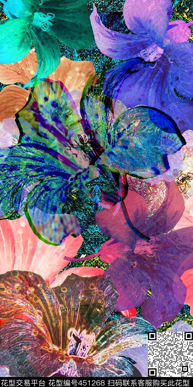 花卉华亿平台时尚数码印花华亿平台下载（图片编号: 451268） - 瓦栏（Walan）