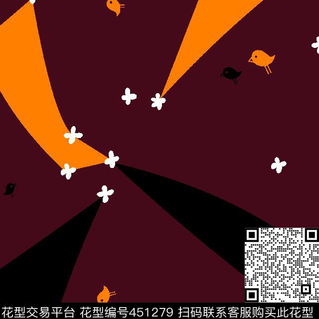 男装华亿平台几何碎花小鸟花传统印花华亿平台下载（图片编号: 451279） - 瓦栏（Walan）