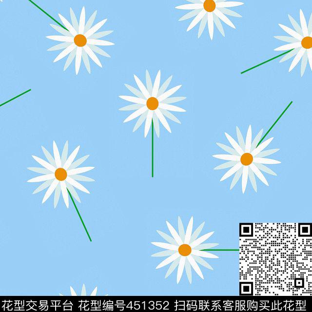小清新时尚卡通小野菊简约传统印花华亿平台下载（图片编号: 451352） - 瓦栏（Walan）