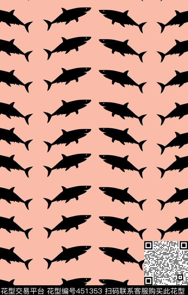 动物卡通可爱鲨鱼传统印花华亿平台下载（图片编号: 451353） - 瓦栏（Walan）
