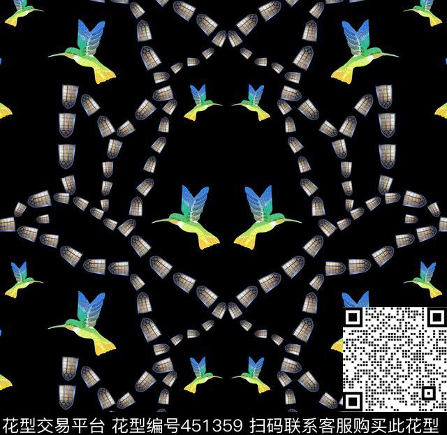 花卉流行时尚鸟数码印花华亿平台下载（图片编号: 451359） - 瓦栏（Walan）