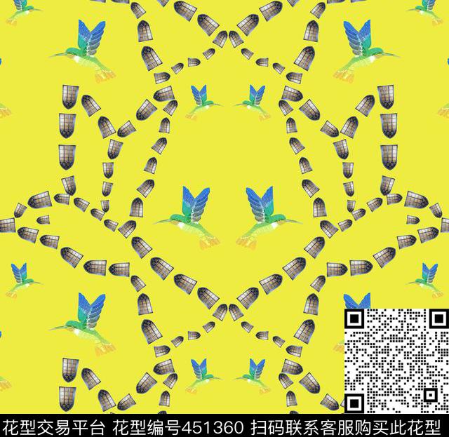 花卉流行时尚鸟数码印花华亿平台下载（图片编号: 451360） - 瓦栏（Walan）
