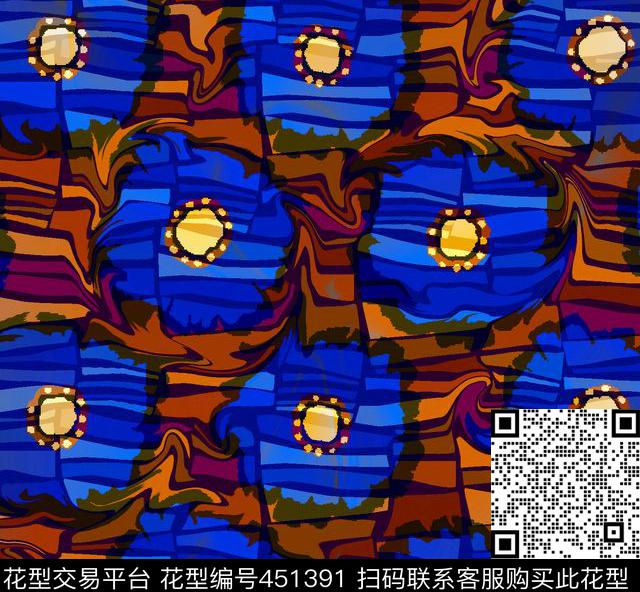 休闲花卉几何数码印花华亿平台下载（图片编号: 451391） - 瓦栏（Walan）