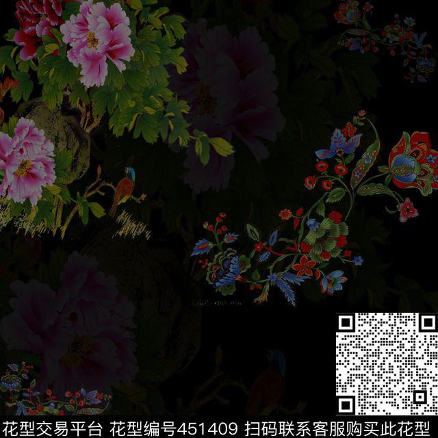 花卉面料花卉元素数码印花华亿平台下载（图片编号: 451409） - 瓦栏（Walan）