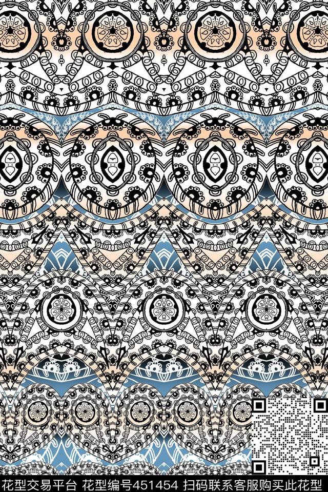 民族佩斯利欧式花纹传统印花华亿平台下载（图片编号: 451454） - 瓦栏（Walan）