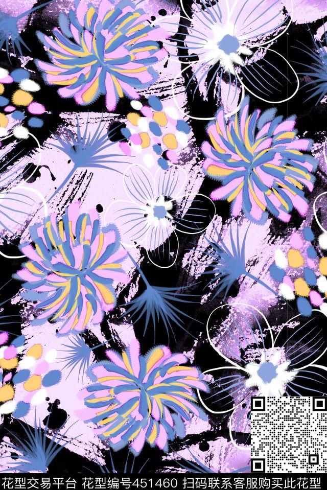 手绘花卉花朵传统印花华亿平台下载（图片编号: 451460） - 瓦栏（Walan）