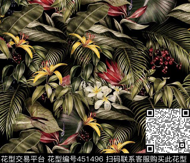 潮流花草精致数码印花华亿平台下载（图片编号: 451496） - 瓦栏（Walan）