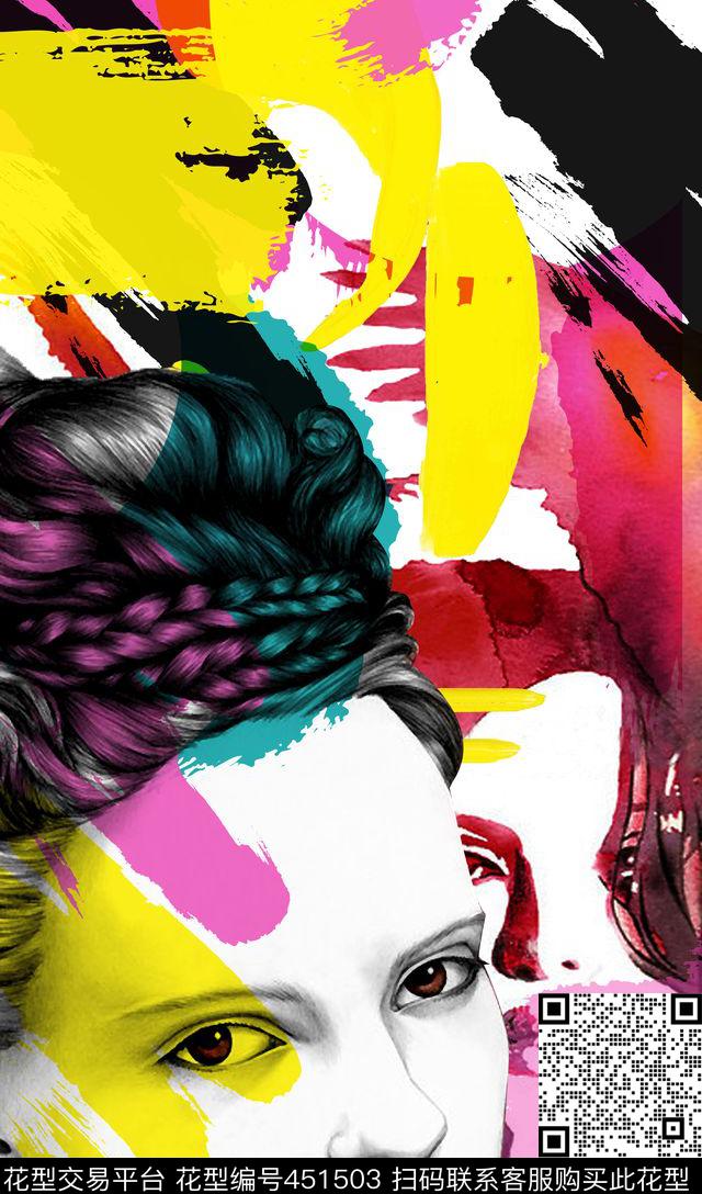 时尚撞色拼贴颜色数码印花华亿平台下载（图片编号: 451503） - 瓦栏（Walan）