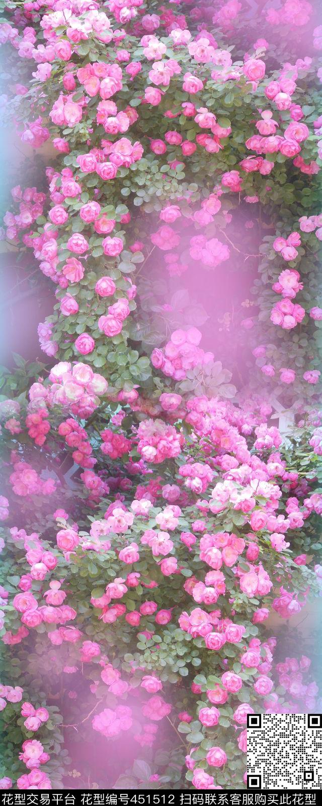 花月季素雅设计现代花卉数码印花华亿平台下载（图片编号: 451512） - 瓦栏（Walan）