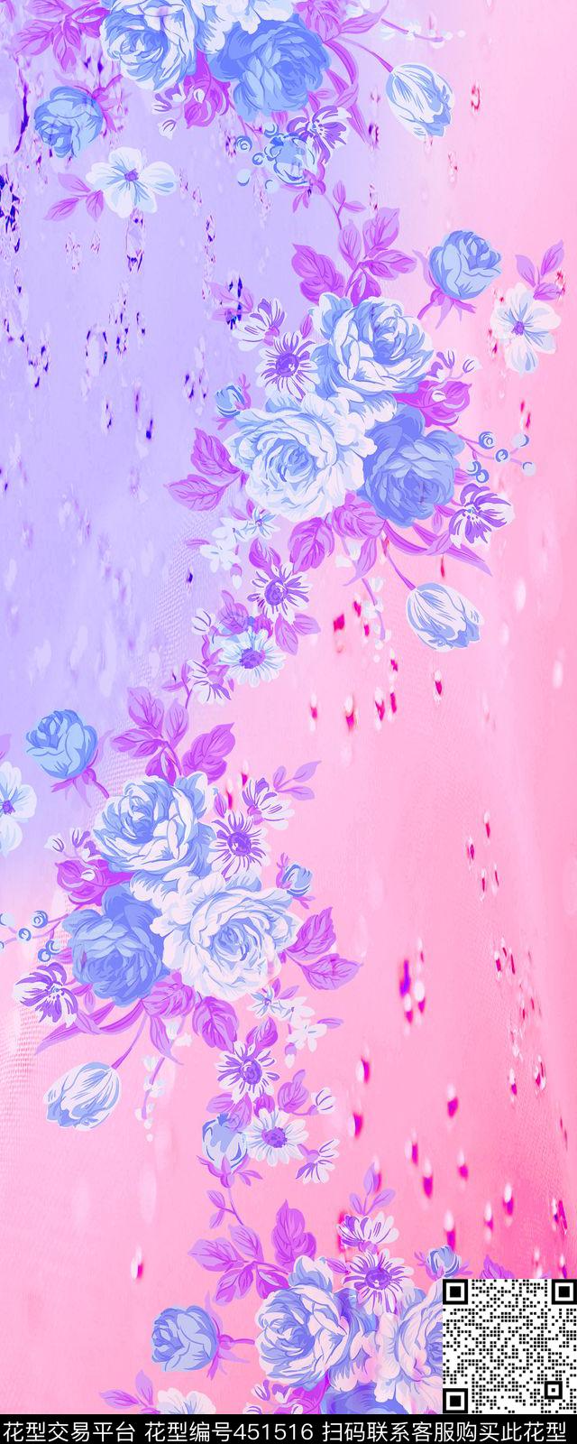 花花华亿平台两头设计围巾丝巾数码印花华亿平台下载（图片编号: 451516） - 瓦栏（Walan）