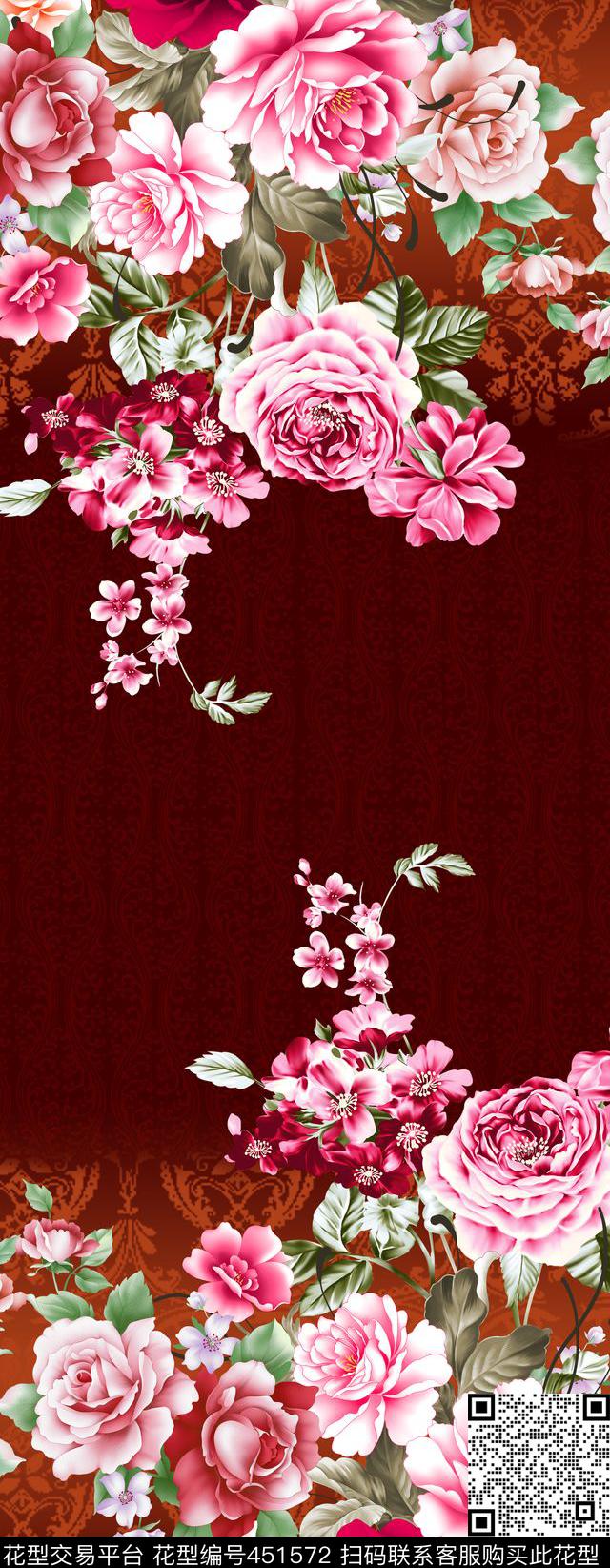 古典长巾丝巾数码印花华亿平台下载（图片编号: 451572） - 瓦栏（Walan）