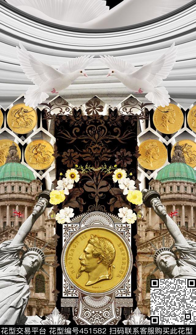 定位欧式复古金币花卉数码印花华亿平台下载（图片编号: 451582） - 瓦栏（Walan）