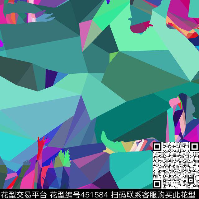 大牌手绘几何传统印花华亿平台下载（图片编号: 451584） - 瓦栏（Walan）