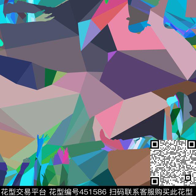 大牌手绘几何传统印花华亿平台下载（图片编号: 451586） - 瓦栏（Walan）