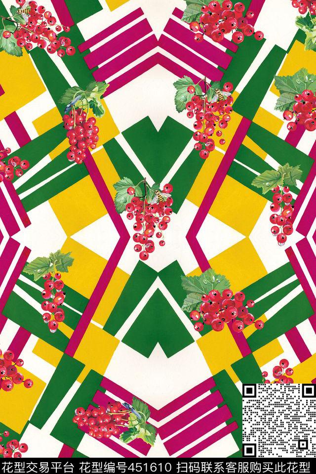 时尚水果几何数码印花华亿平台下载（图片编号: 451610） - 瓦栏（Walan）