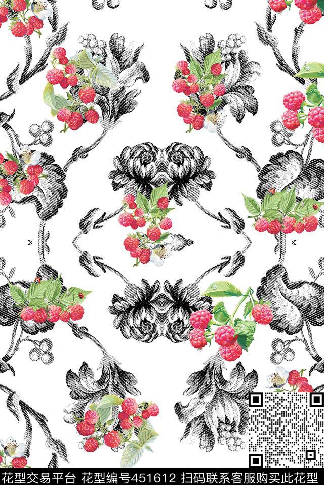 时尚水果简单排版数码印花华亿平台下载（图片编号: 451612） - 瓦栏（Walan）