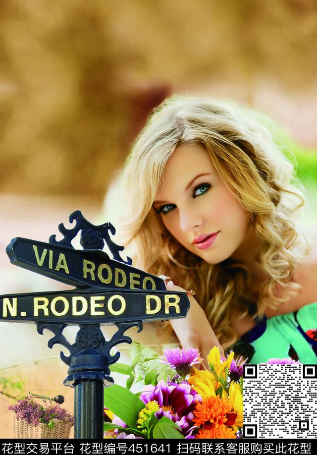 欧美美女时尚花卉时尚定位花数码印花华亿平台下载（图片编号: 451641） - 瓦栏（Walan）