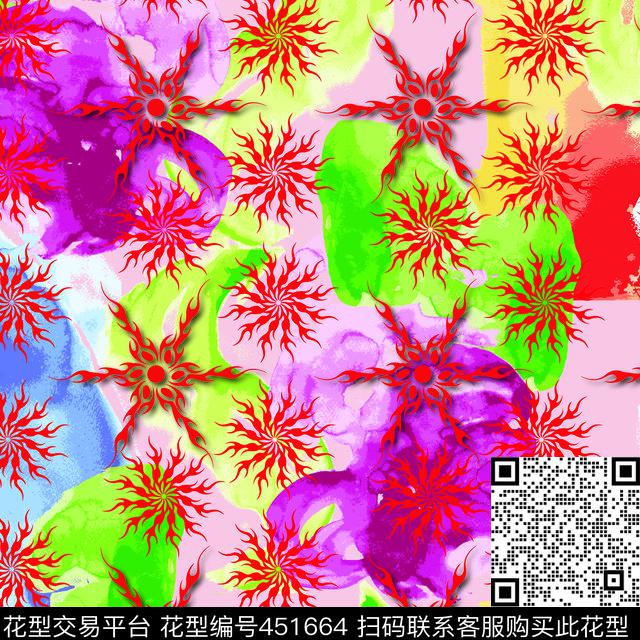 多彩风格火焰多彩传统印花华亿平台下载（图片编号: 451664） - 瓦栏（Walan）