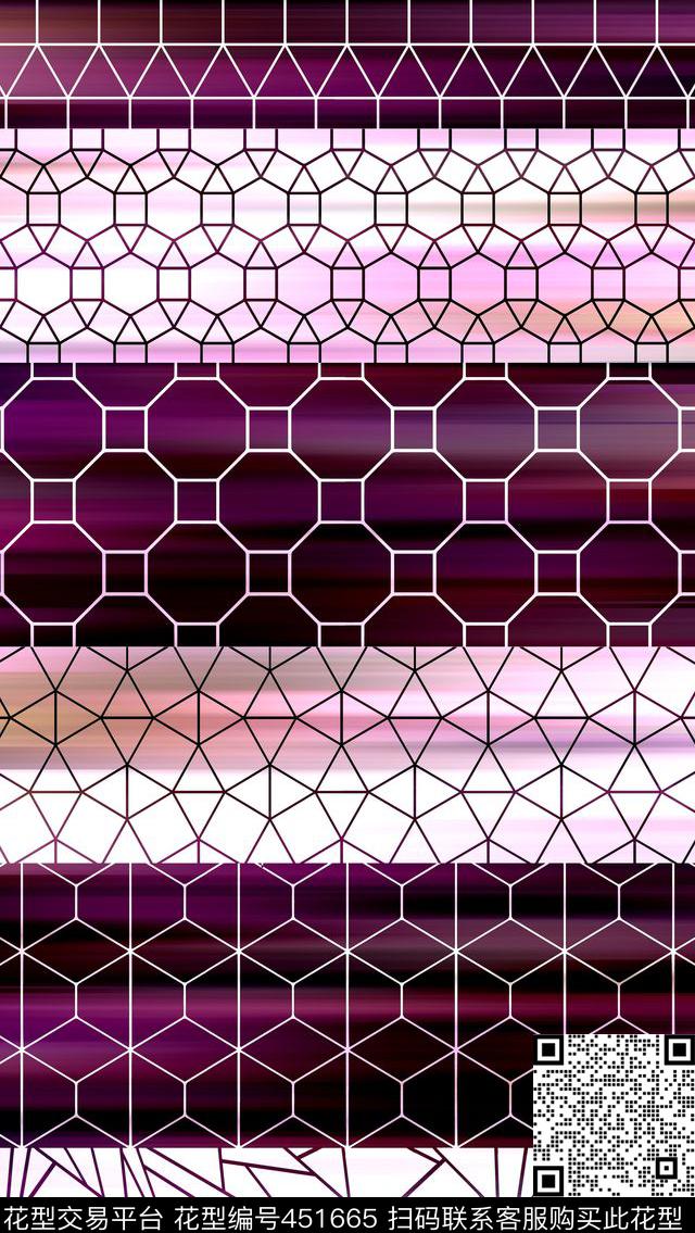 几何黑白图案数码印花华亿平台下载（图片编号: 451665） - 瓦栏（Walan）