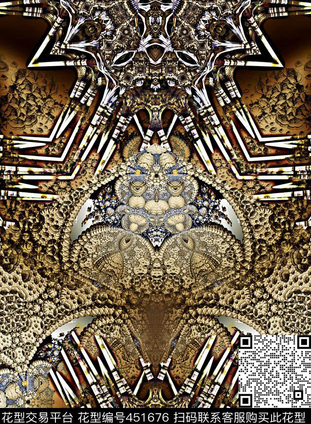 潮流抽象象牙数码印花华亿平台下载（图片编号: 451676） - 瓦栏（Walan）