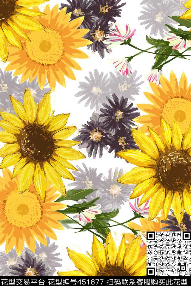 花瓣花卉流行数码印花华亿平台下载（图片编号: 451677） - 瓦栏（Walan）