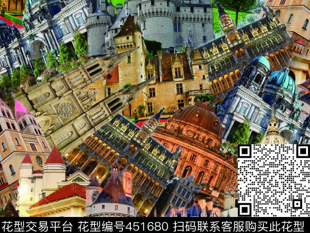 欧美风格欧美建筑时尚风格数码印花华亿平台下载（图片编号: 451680） - 瓦栏（Walan）