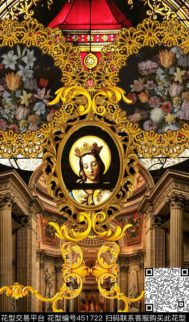 定位贵族花卉建筑数码印花华亿平台下载（图片编号: 451722） - 瓦栏（Walan）