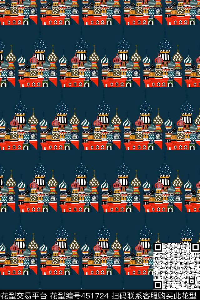 卡通童趣小清新卡通城堡流行传统印花华亿平台下载（图片编号: 451724） - 瓦栏（Walan）