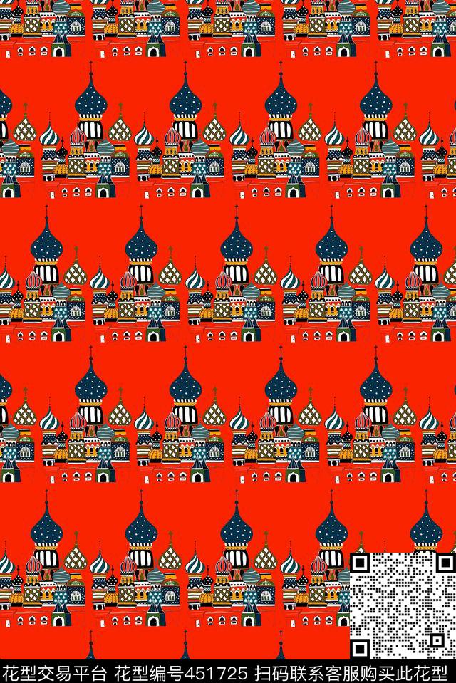 卡通童趣小清新卡通城堡流行传统印花华亿平台下载（图片编号: 451725） - 瓦栏（Walan）