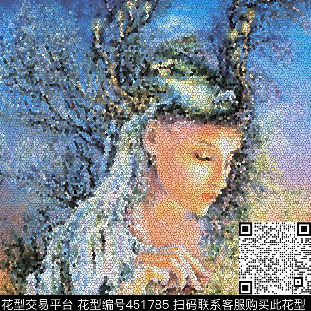 方巾美女复古古典数码印花华亿平台下载（图片编号: 451785） - 瓦栏（Walan）