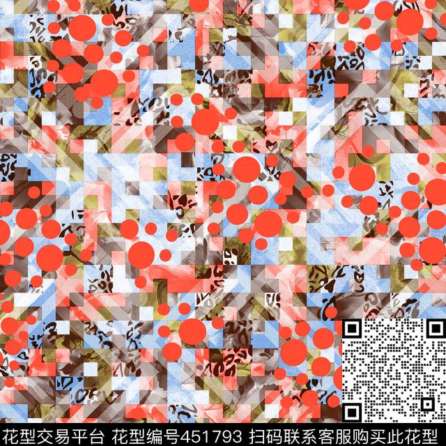 女装几何豹点数码印花华亿平台下载（图片编号: 451793） - 瓦栏（Walan）