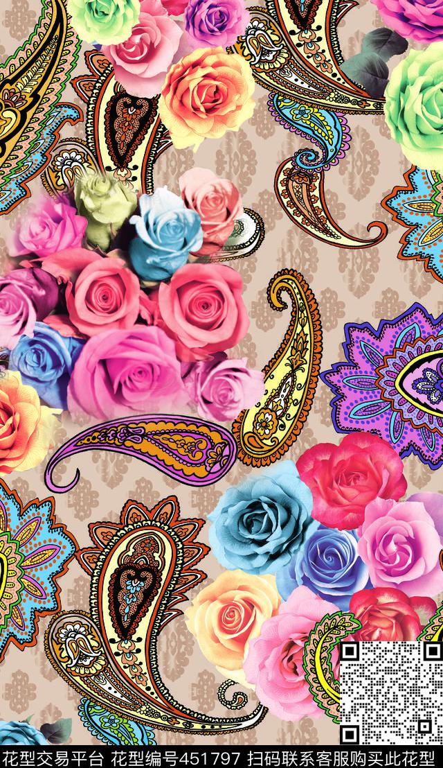 民族风床品印花各种地板革传统印花华亿平台下载（图片编号: 451797） - 瓦栏（Walan）