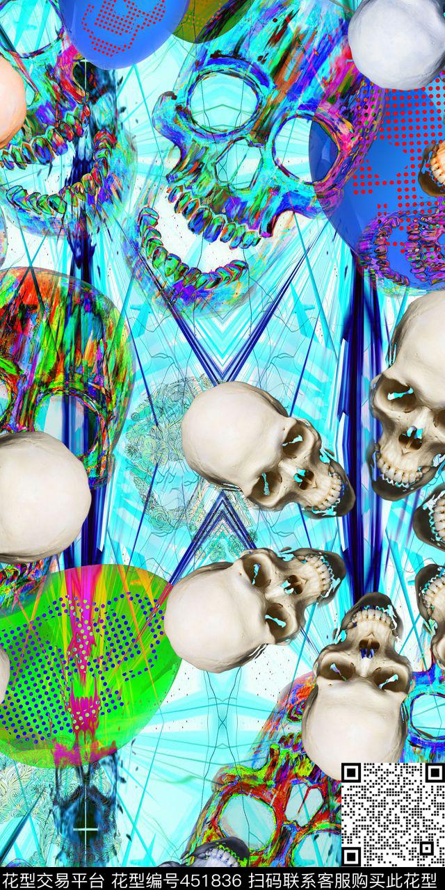 时尚骷髅头气球数码印花华亿平台下载（图片编号: 451836） - 瓦栏（Walan）