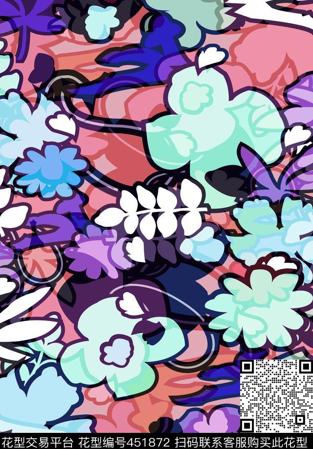 简约花卉70年代传统印花华亿平台下载（图片编号: 451872） - 瓦栏（Walan）