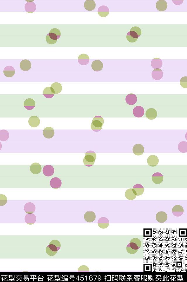 清新条纹圆点传统印花华亿平台下载（图片编号: 451879） - 瓦栏（Walan）