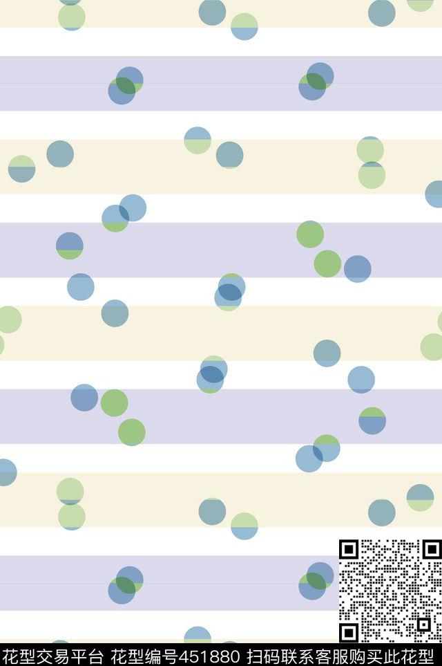 清新条纹圆点传统印花华亿平台下载（图片编号: 451880） - 瓦栏（Walan）
